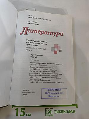Литература. Учебник для 10 класса, Часть I