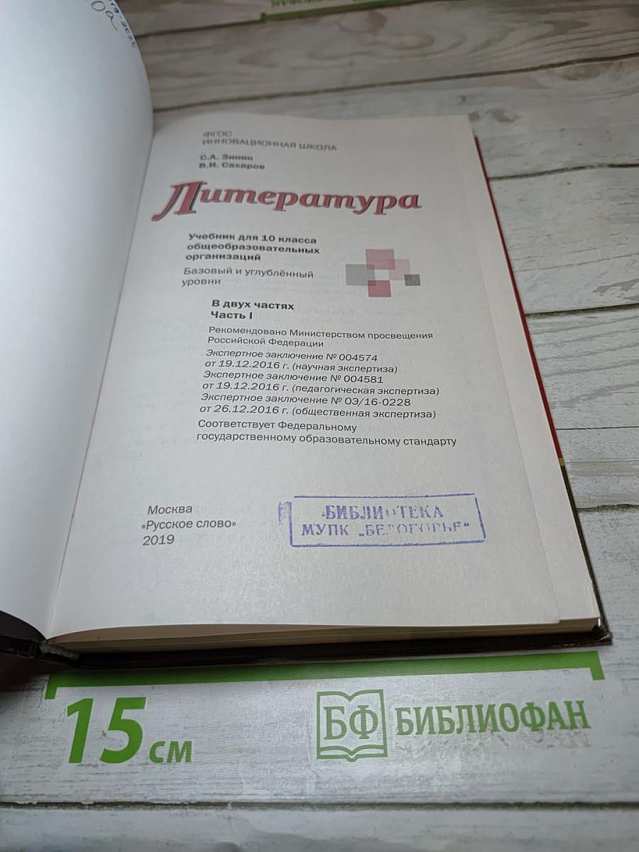 Литература 10 класс. Часть 1. Базовый и углубленный уровень