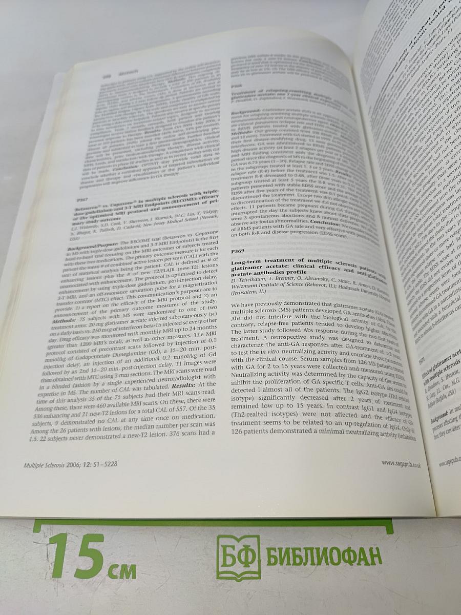 Multiple Sclerosis: Clinical and Laboratory Research, ECTRIMS 2006, Supplement (Volume 12 Supplement 11)