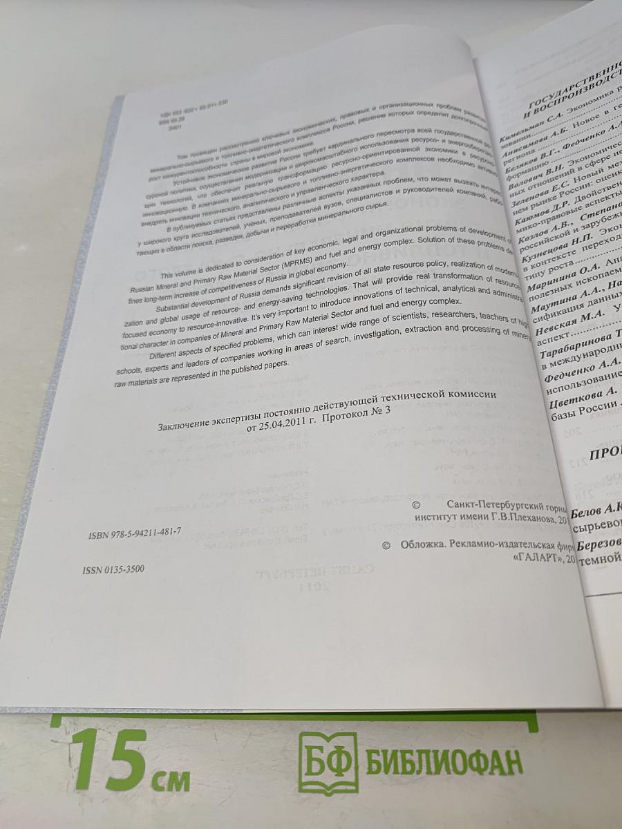 Записки Горного Института. Том 191. Экономические проблемы развития минерально-сырьевого и топливно-энергетического комплексов России