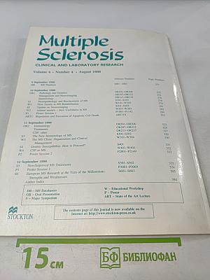 Multiple Sclerosis: Clinical and Laboratory Research. Volume 4, Number 4, August 1998. Special Issue: ECTRIMS 98