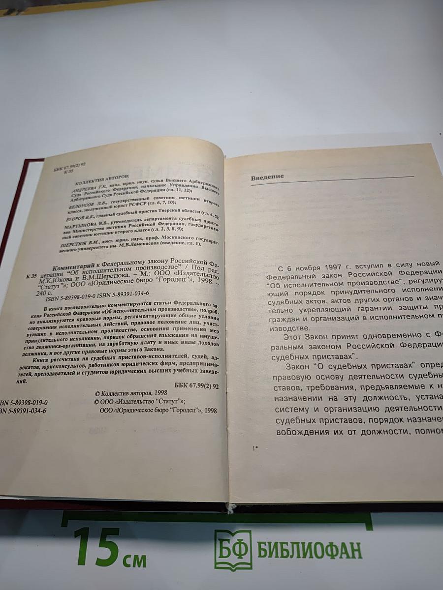 Комментарий к Федеральному Закону Российской Федерации "Об исполнительном производстве"