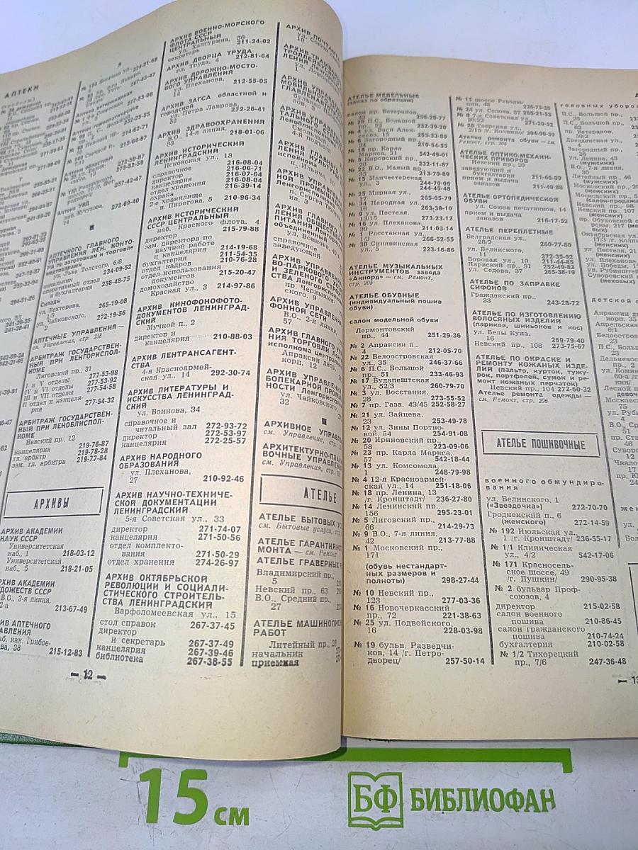 Список абонентов Ленинградской городской телефонной сети. Телефоны учреждений предприятий организаций