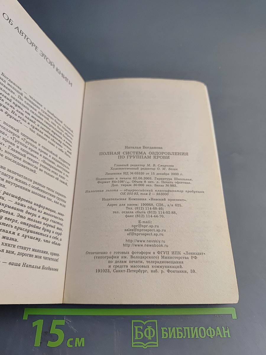 Полная система оздоровления по группам крови