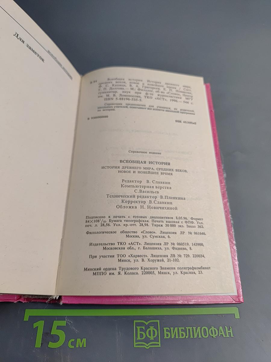 Всеобщая история: Справочник школьника