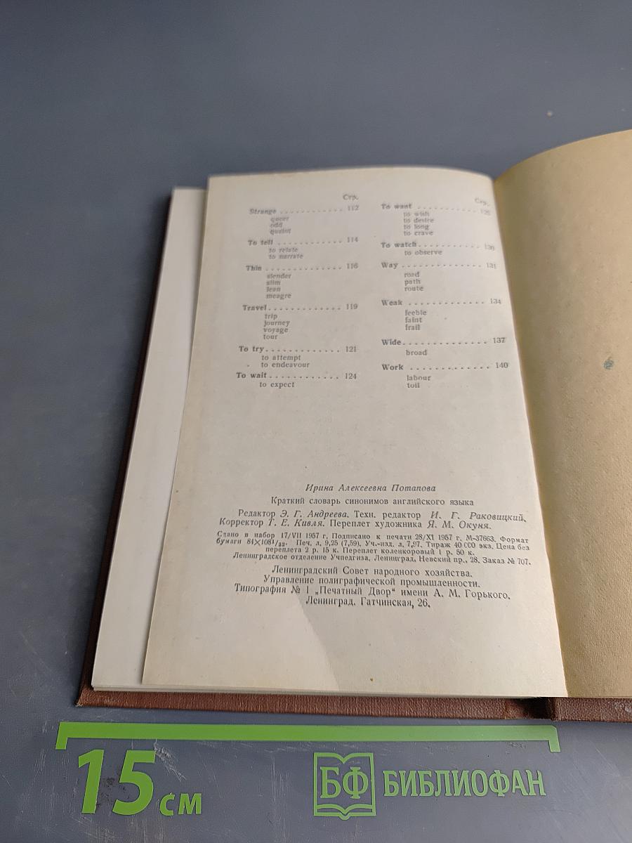 Краткий словарь синонимов английского языка