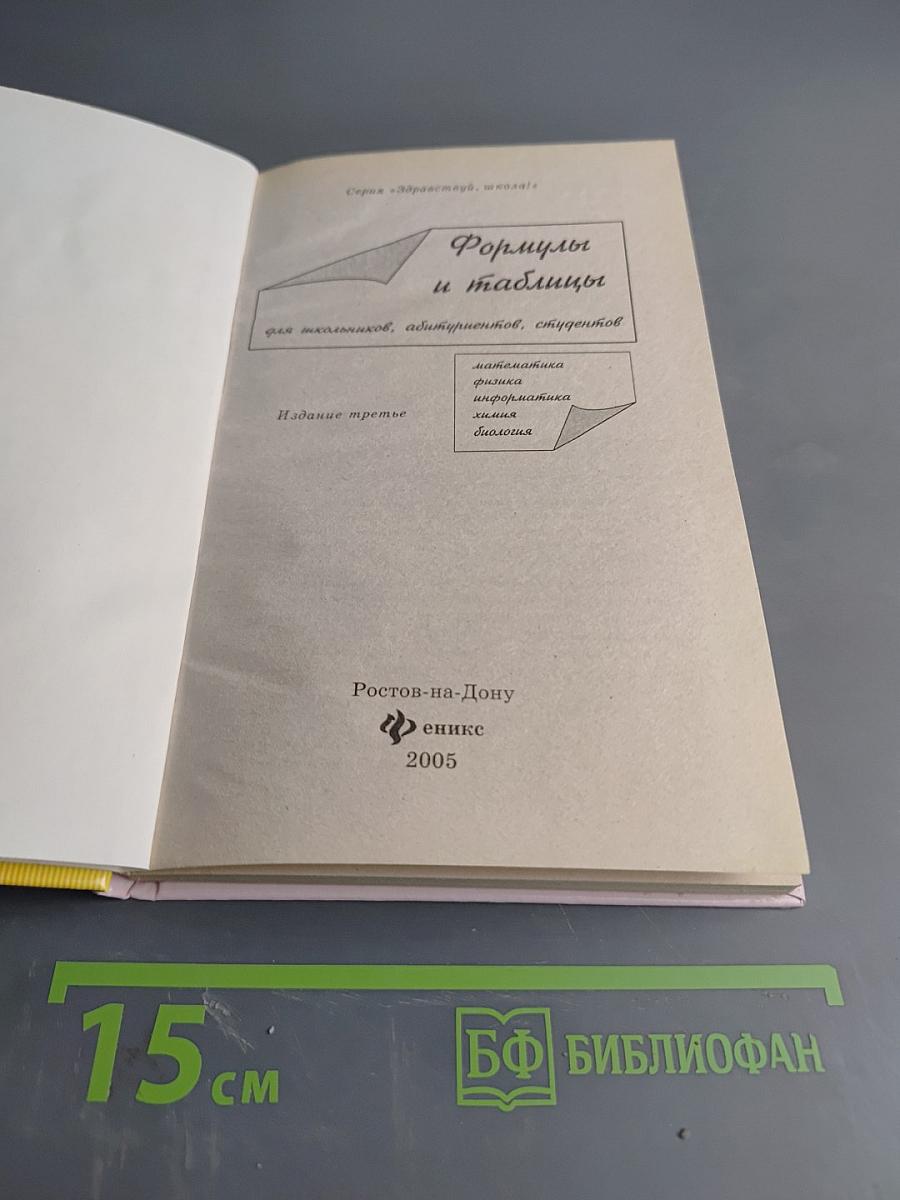 Формулы и таблицы для школьников, абитуриентов, студентов