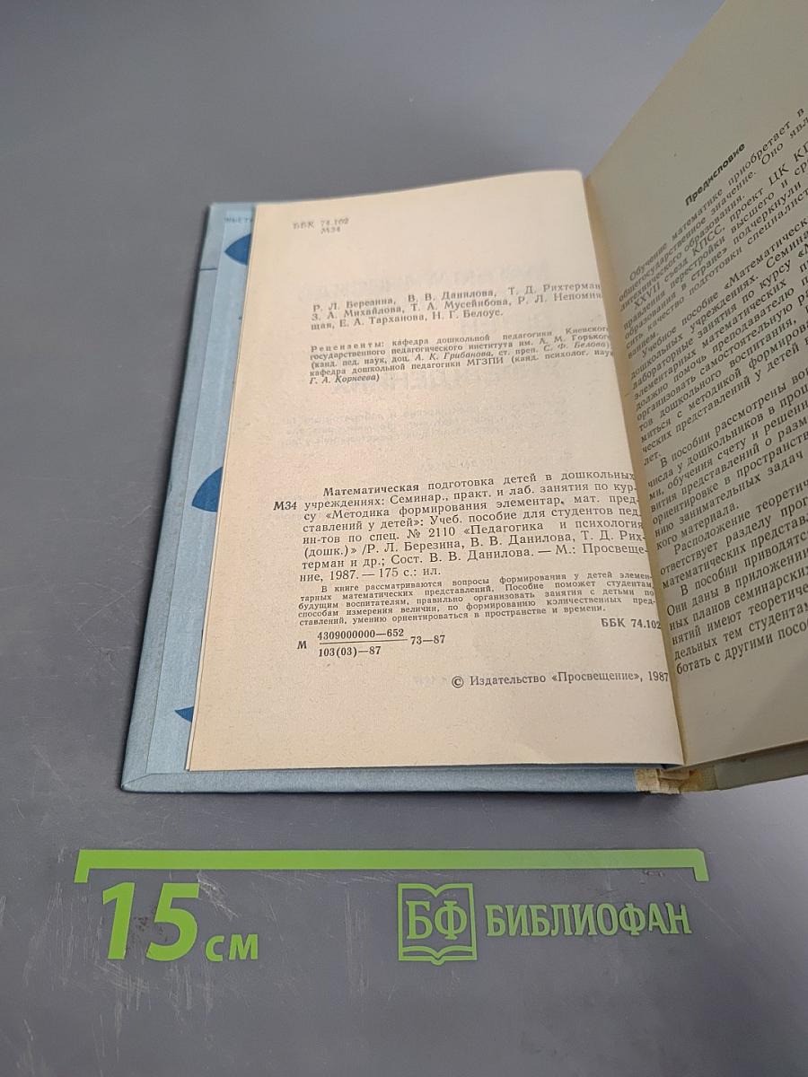Математическая подготовка детей в дошкольных учреждениях