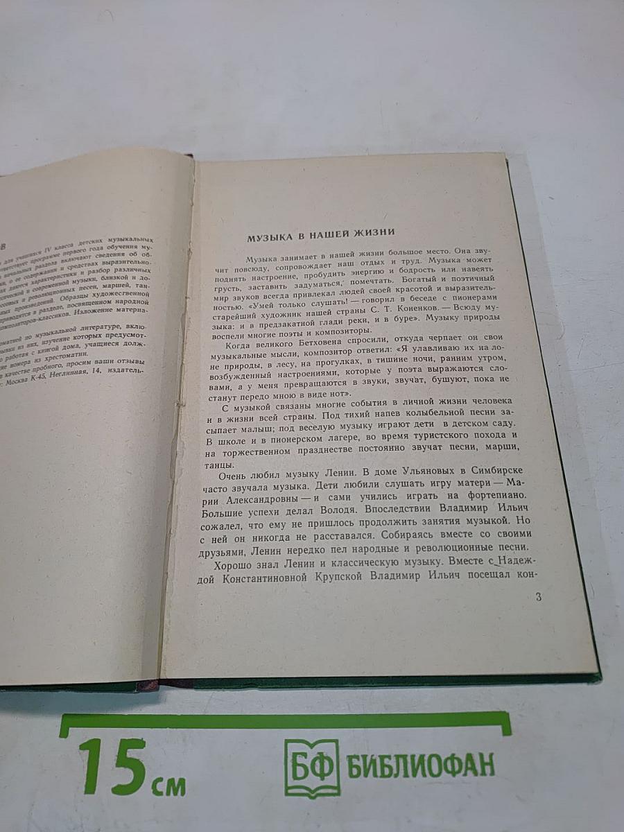 Музыкальная литература для IV классов детских музыкальных школ
