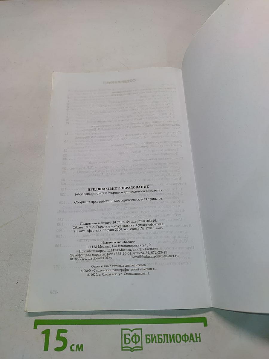 Предшкольное образование (образование детей старшего дошкольного возраста). Сборник программно-методических материалов