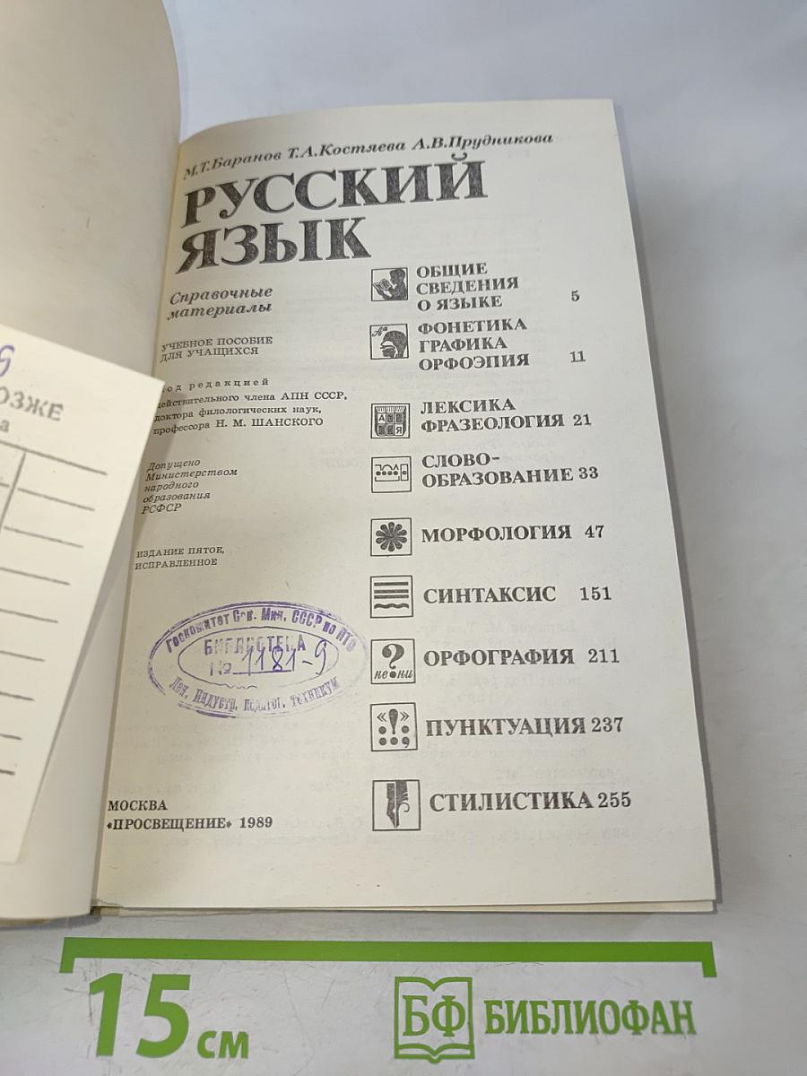 Русский язык. Справочные материалы