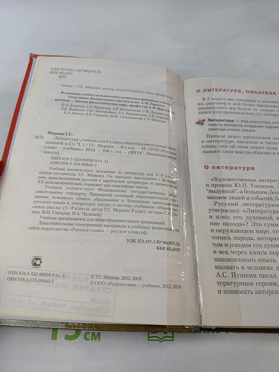 Литература. 6 класс. Часть 1