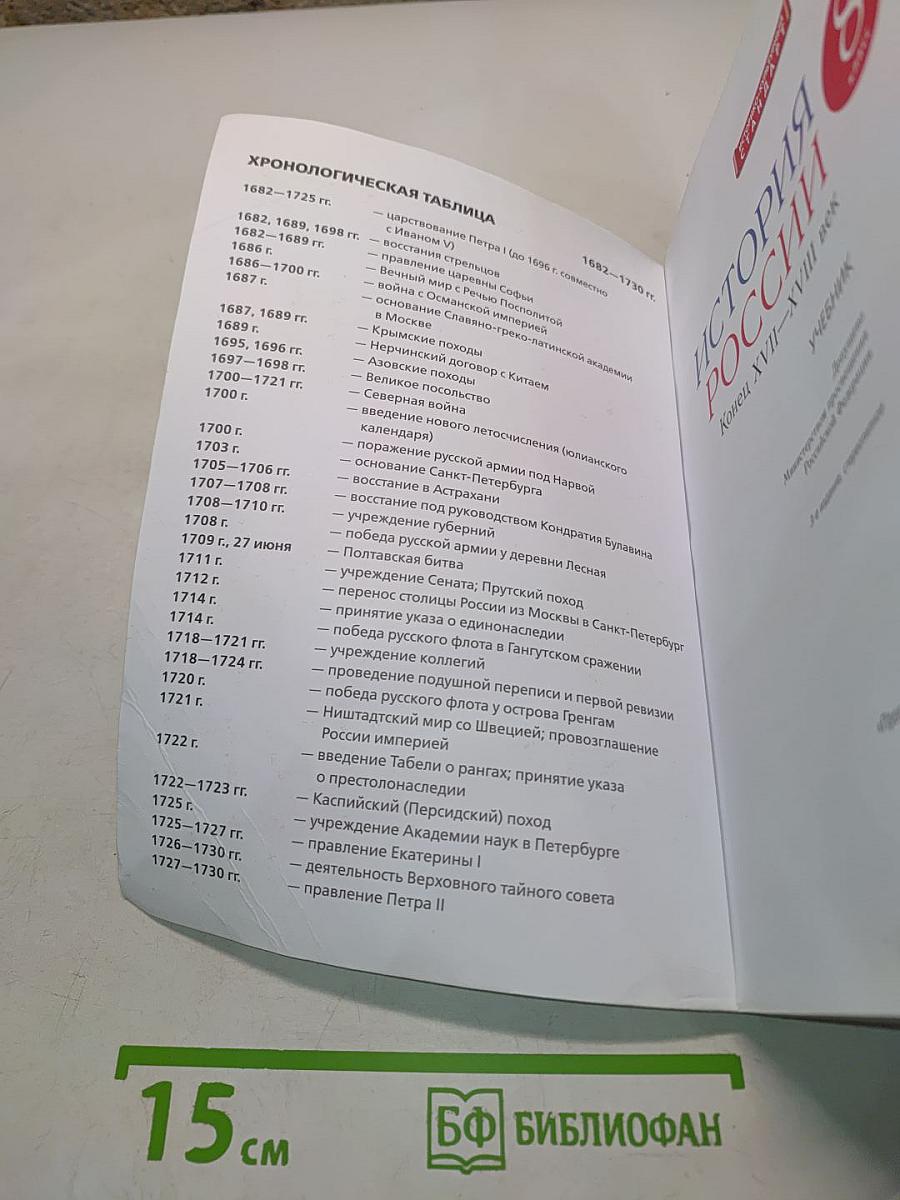 История России. Конец XVII–XVIII век. 8 класс