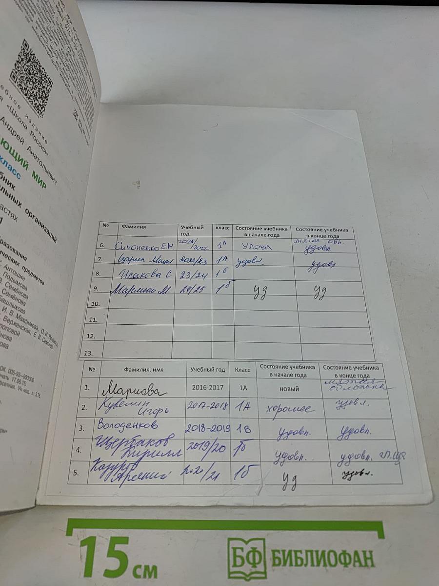 Окружающий мир. 1 класс. Учебник в 2 частях. Часть 1