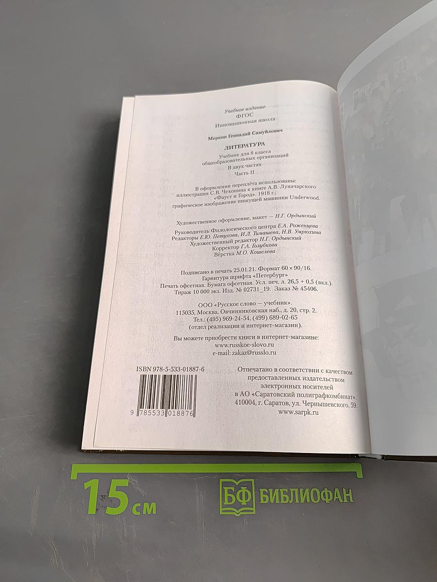 Литература. 8 класс. Часть II