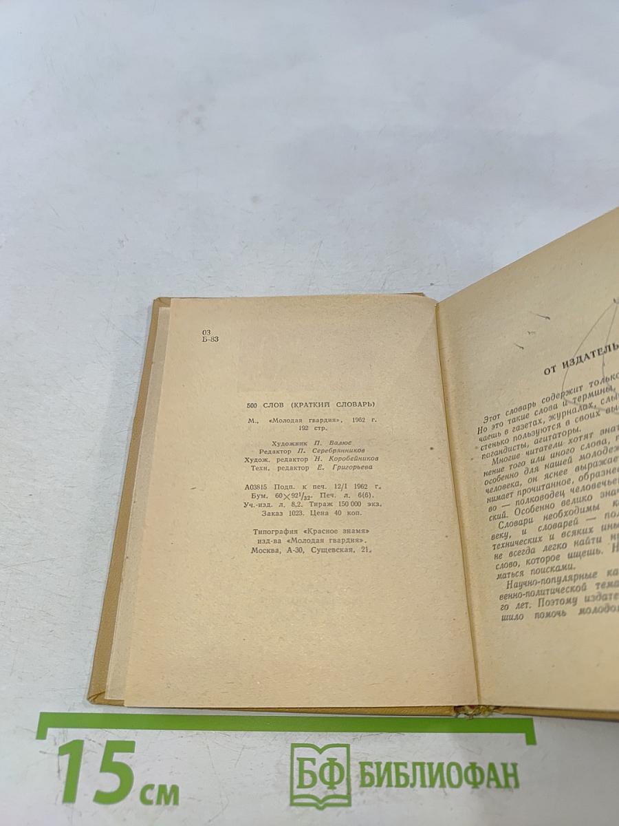 500 слов. Краткий словарь политических, экономических и технических терминов