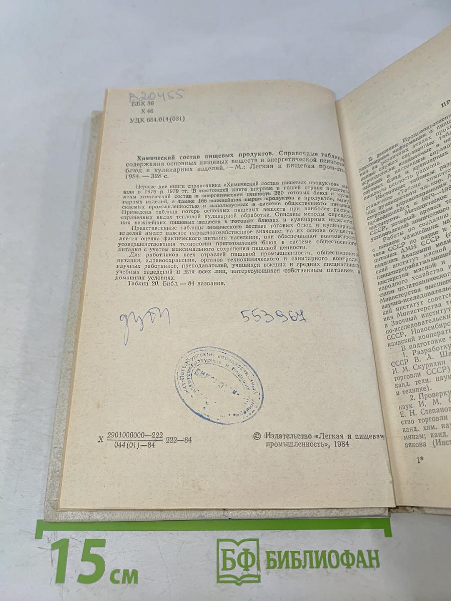 Химический состав пищевых продуктов