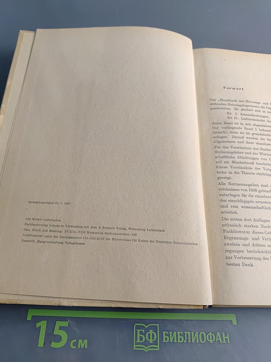 Handbuch der Heizungs- und Lüftungstechnik. Band I: Zentralheizungen