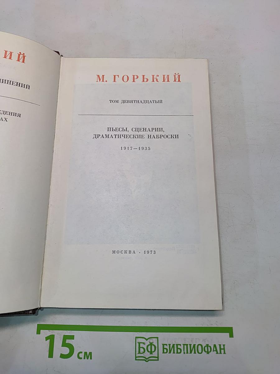 Собрание сочинений. Том девятнадцатый. Пьесы, сценарии, драматические наброски. 1917-1935