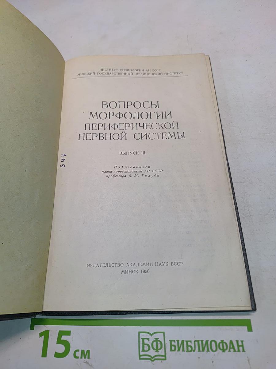 Вопросы морфологии периферической нервной системы. Выпуск III