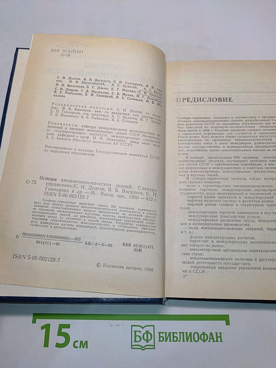 Основы внешнеэкономических знаний. Словарь-справочник