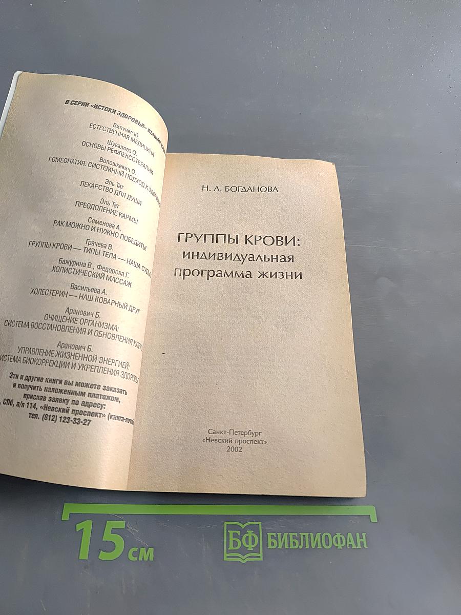 Группы крови: индивидуальная программа жизни