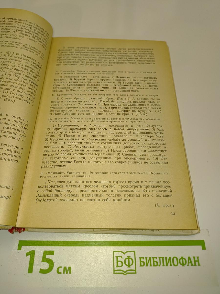 Пособие для занятий по русскому языку в старших классах средней школы
