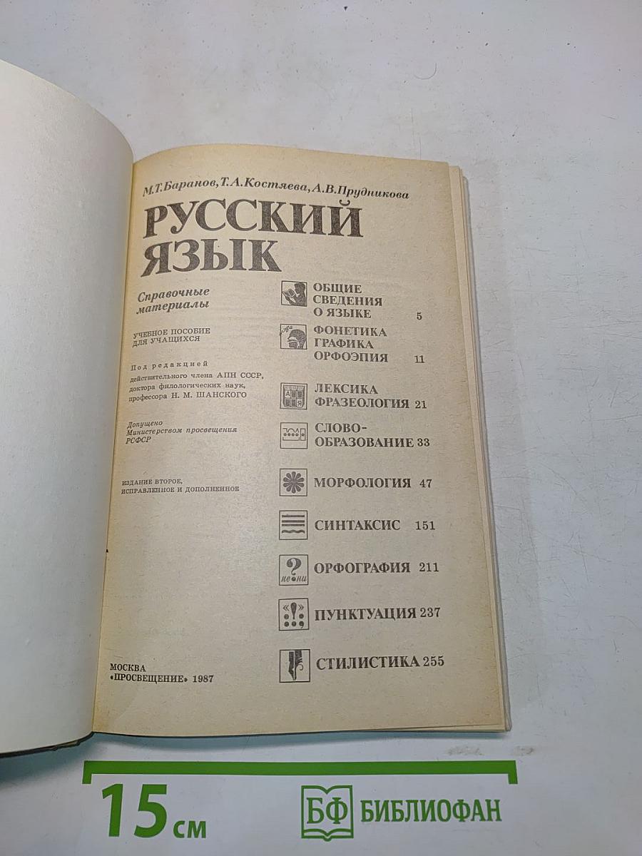 Русский язык. Справочные материалы