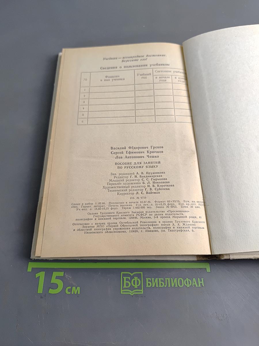 Пособие для занятий по русскому языку в старших классах средней школы