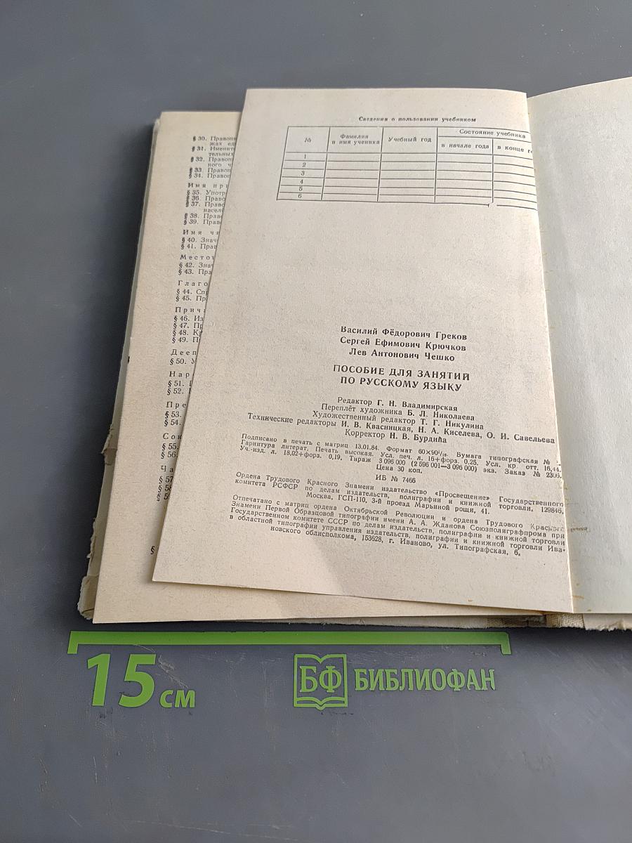 Пособие для занятий по русскому языку в старших классах средней школы