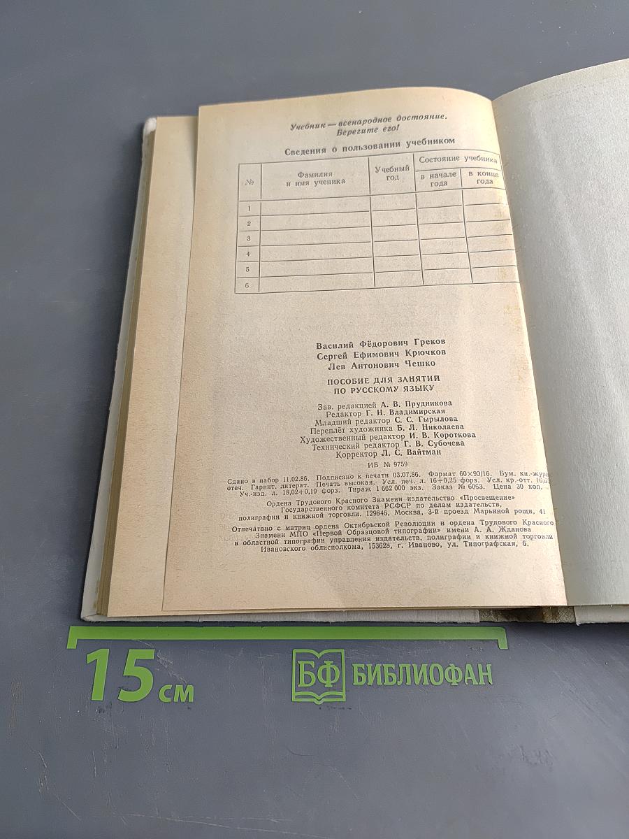 Пособие для занятий по русскому языку в старших классах средней школы
