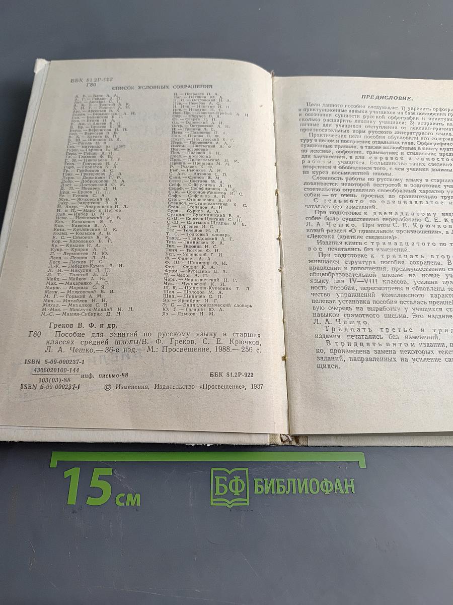 Пособие для занятий по русскому языку в старших классах средней школы