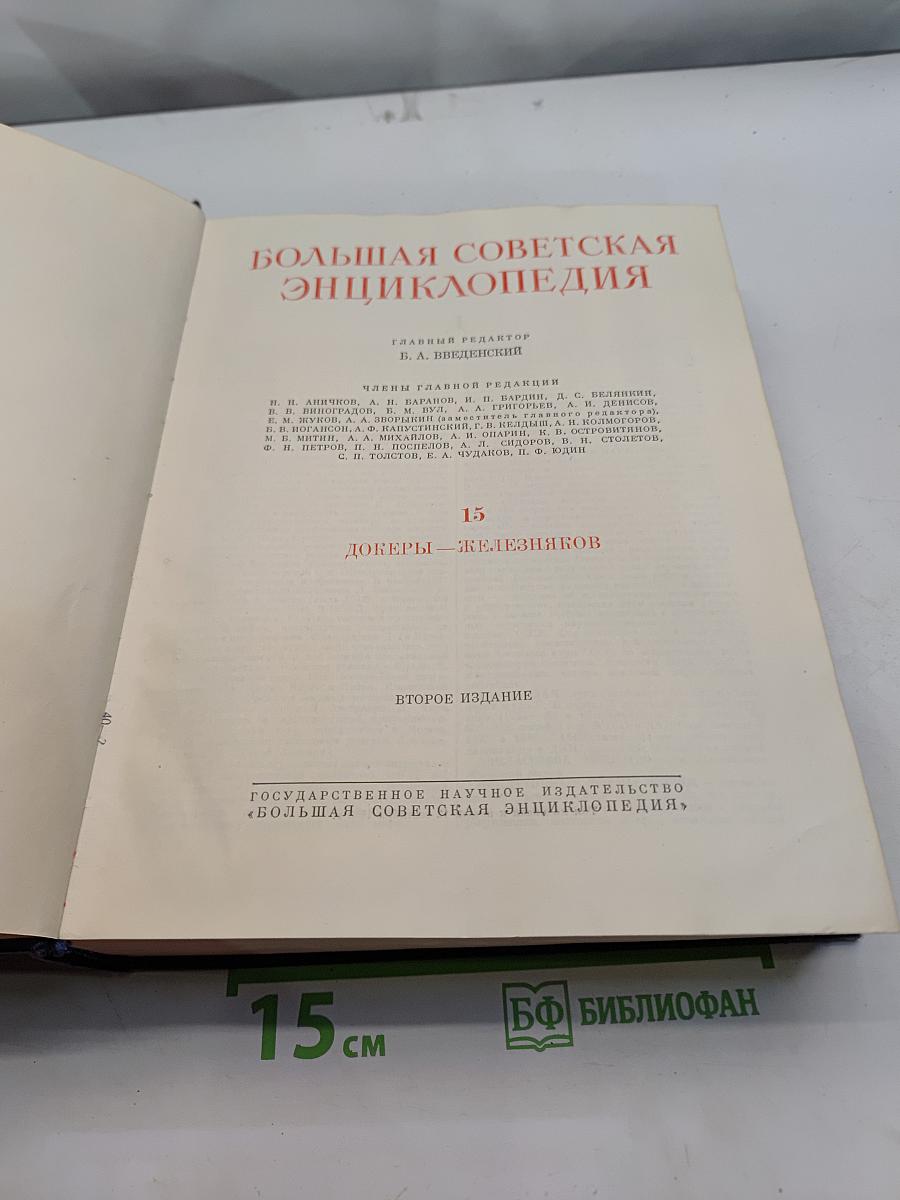 Большая Советская Энциклопедия. Том 15. Докеры – Железняков