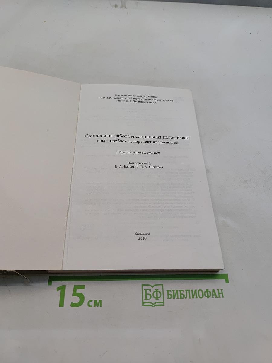 Социальная работа и социальная педагогика: опыт, проблемы, перспективы развития