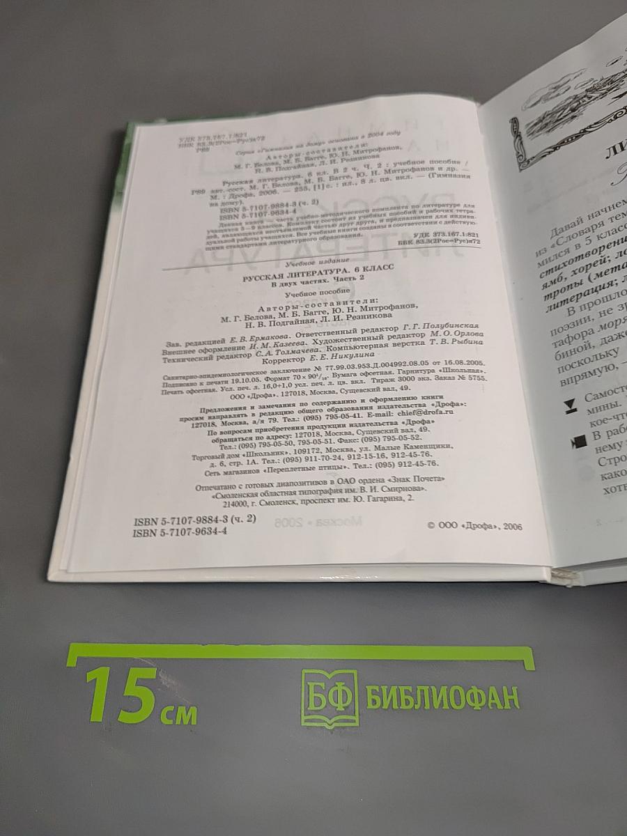 Русская литература. 6 класс. Часть 2. Учебное пособие