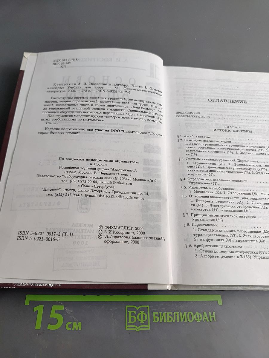 Введение в алгебру. Часть 1. Основы алгебры