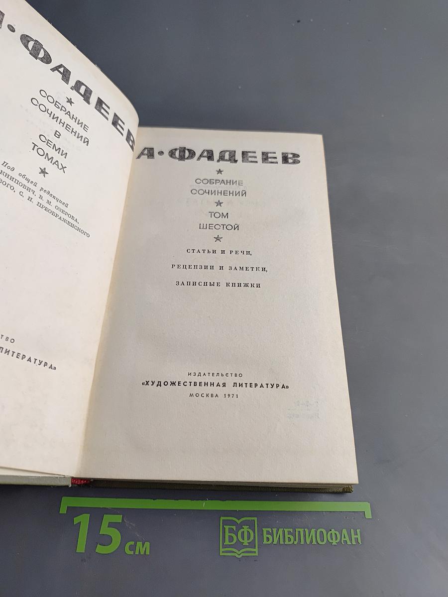 Собрание сочинений в семи томах. Том шестой. Статьи и речи, рецензии и заметки, записные книжки