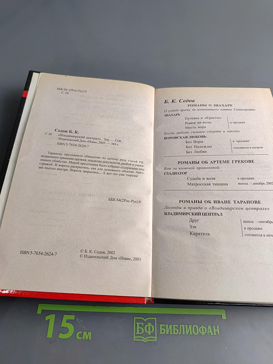 Владимирский централ. ЗЭК. Роман