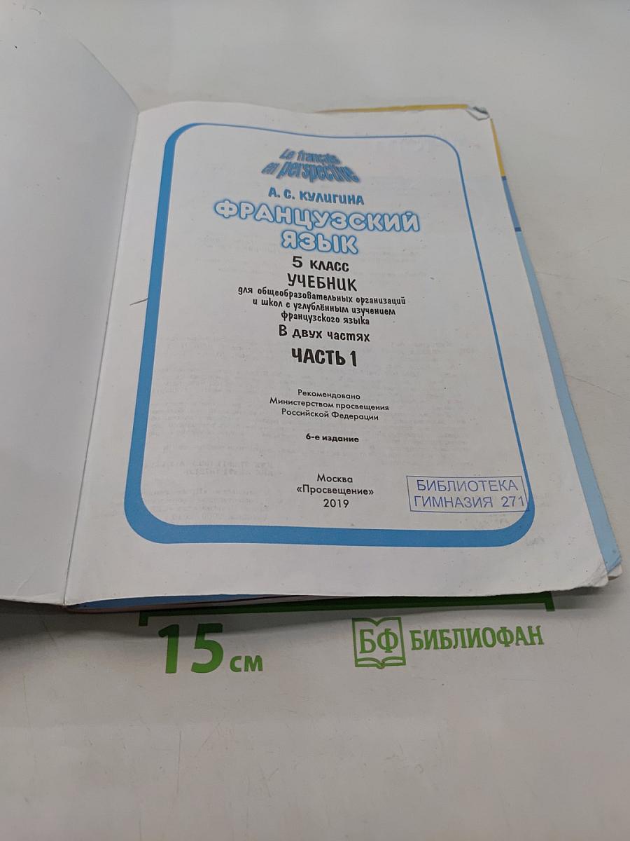 Французский язык. 5 класс. Учебник для общеобразовательных организаций и школ с углубленным изучением французского языка. В двух частях. Часть 1