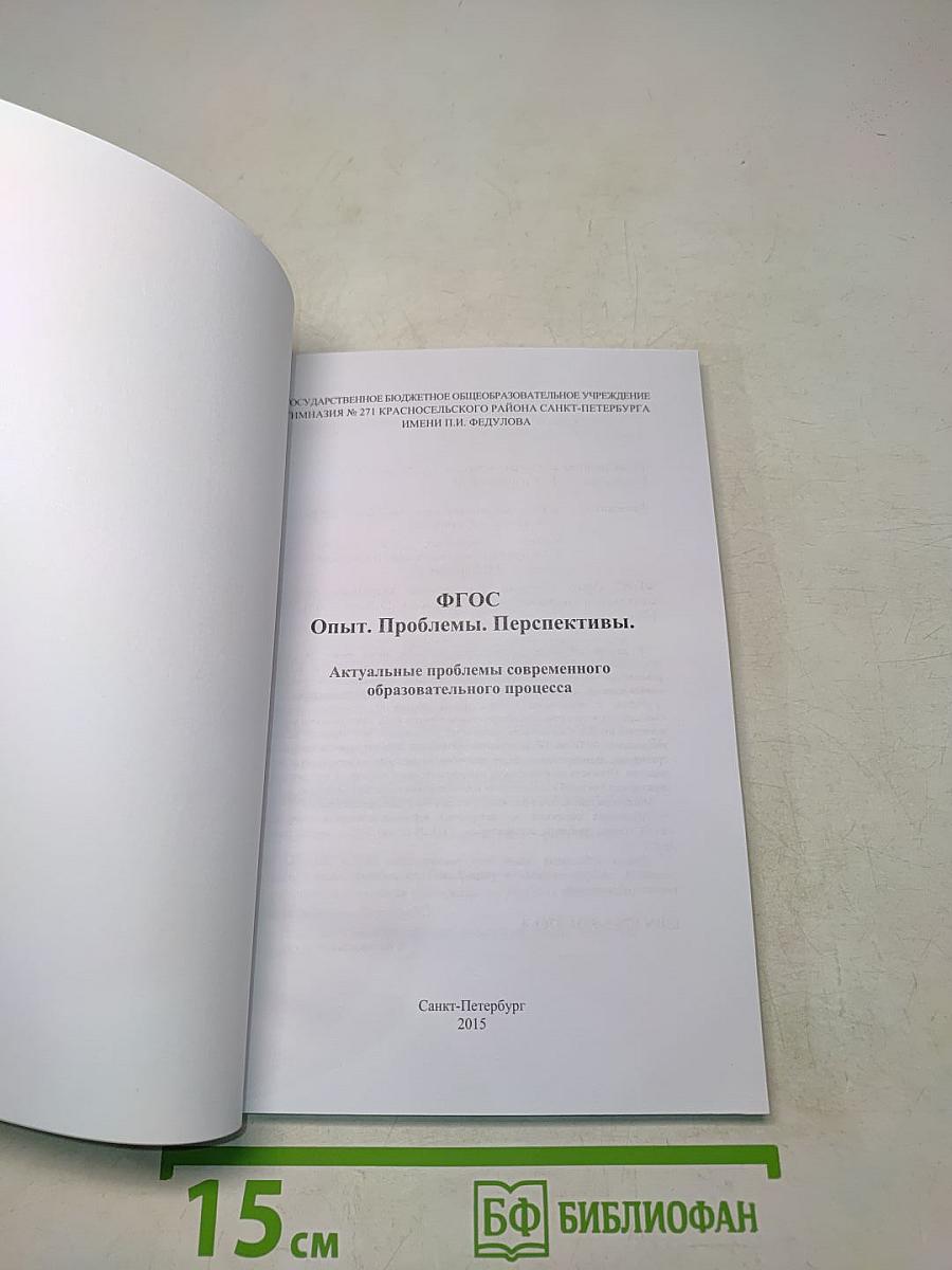 ФГОС. Опыт. Проблемы. Перспективы. Актуальные проблемы современного образовательного процесса