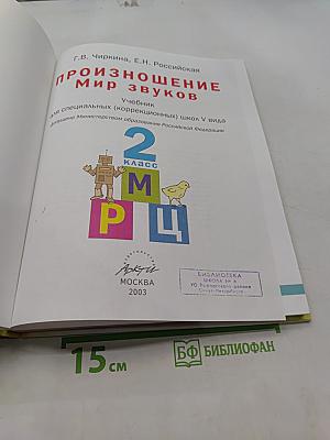 Произношение. Мир звуков. Учебник для специальных (коррекционных) школ V вида. 2 класс