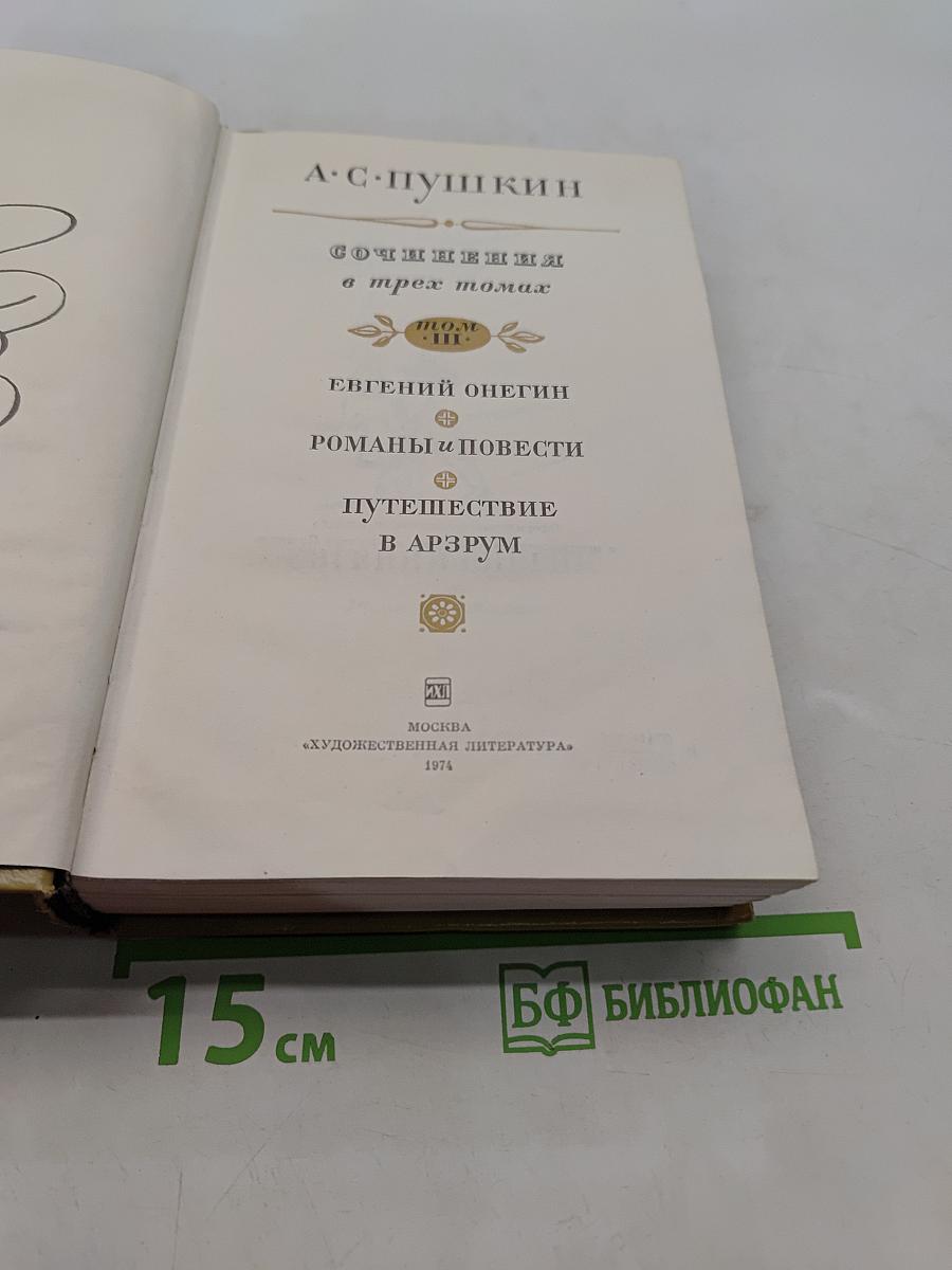 Сочинения в трех томах. Том III. Евгений Онегин. Романы и повести. Путешествие в Арзрум
