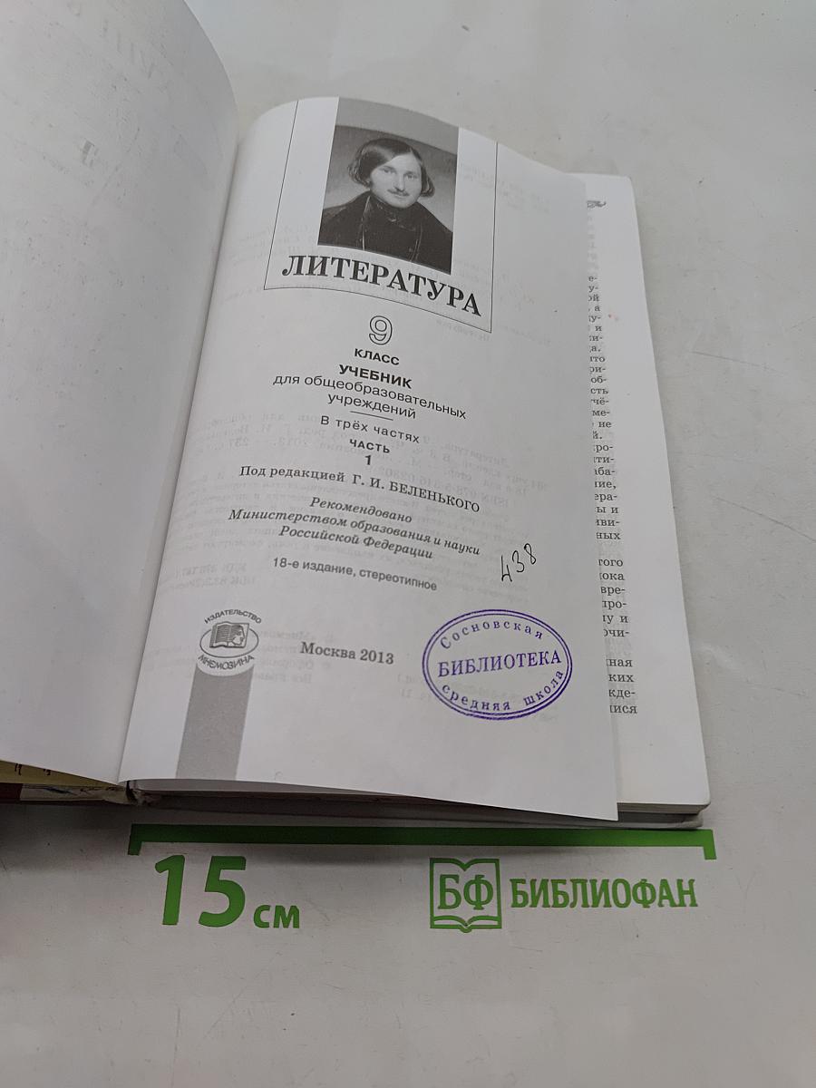 Литература. 9 класс. Учебник для общеобразовательных учреждений. В трех частях. Часть 1