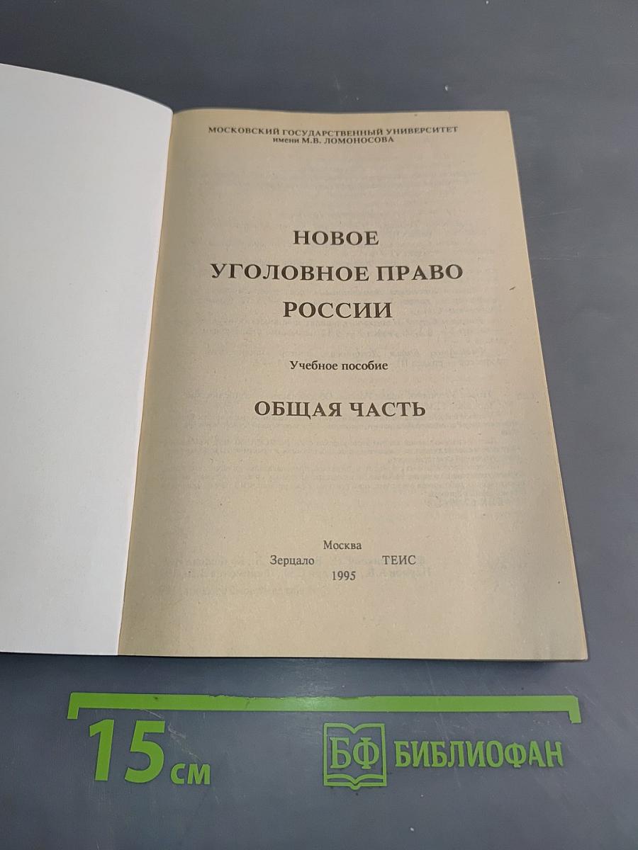 Новое уголовное право России. Общая часть. Учебное пособие
