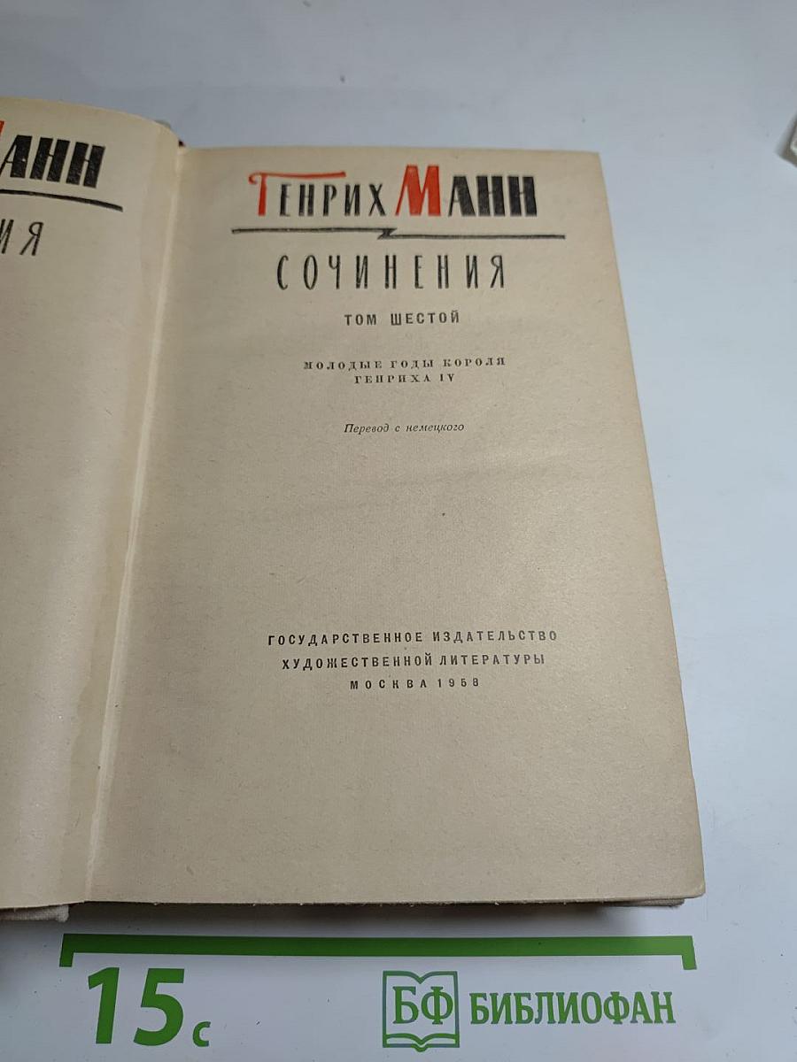 Молодые годы короля Генриха IV. Сочинения. Том Шестой