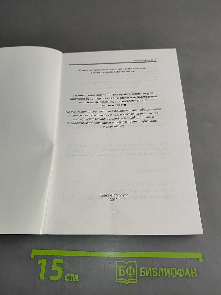 Рекомендации для принятия практических мер по снижению рекрутирования молодежи в неформальные молодежные объединения экстремистской направленности