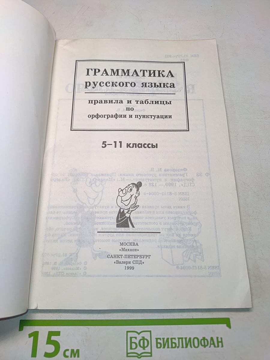 Грамматика русского языка. Правила и таблицы по орфографии и пунктуации. 5-11 классы