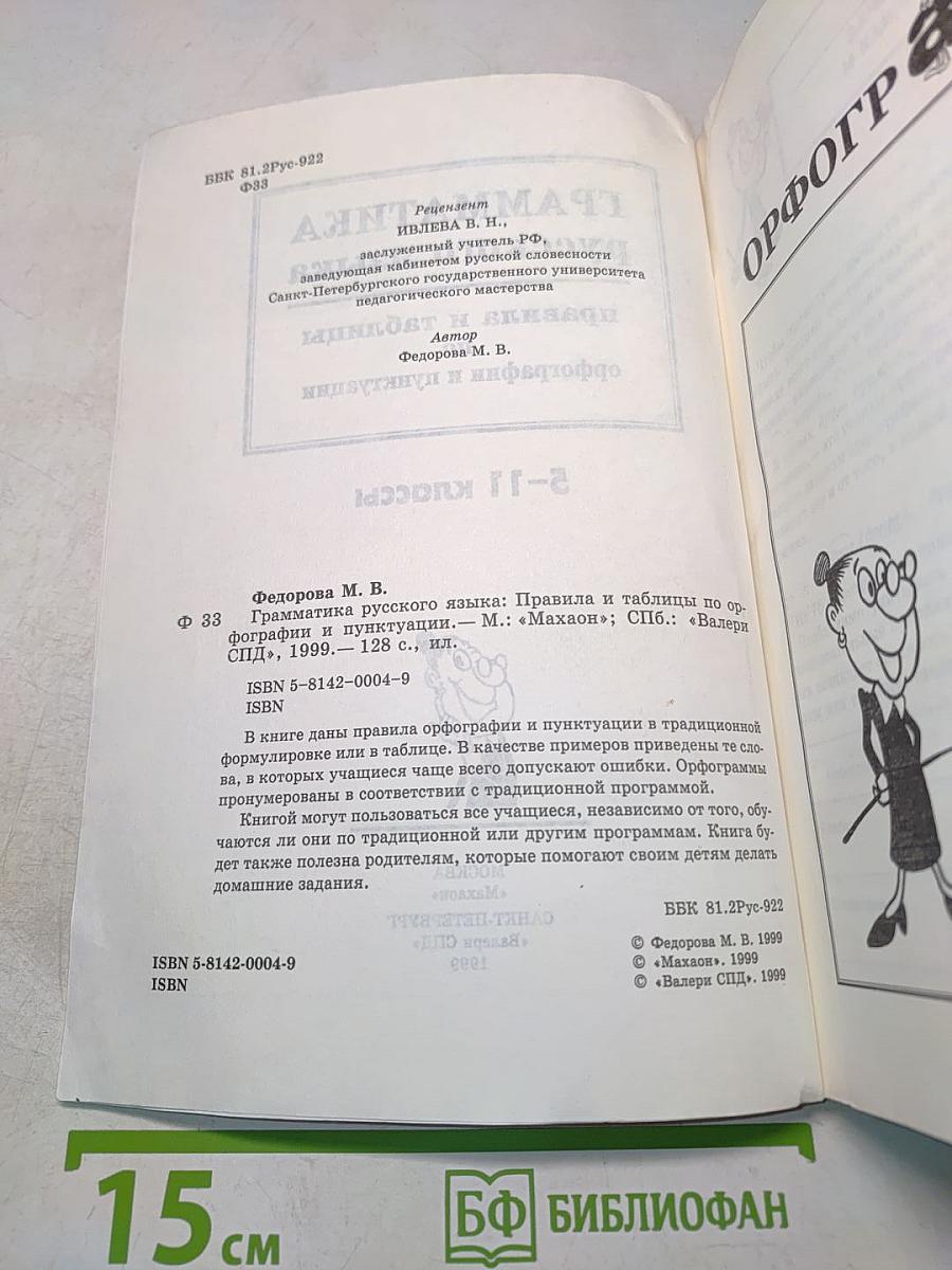 Грамматика русского языка. Правила и таблицы по орфографии и пунктуации. 5-11 классы