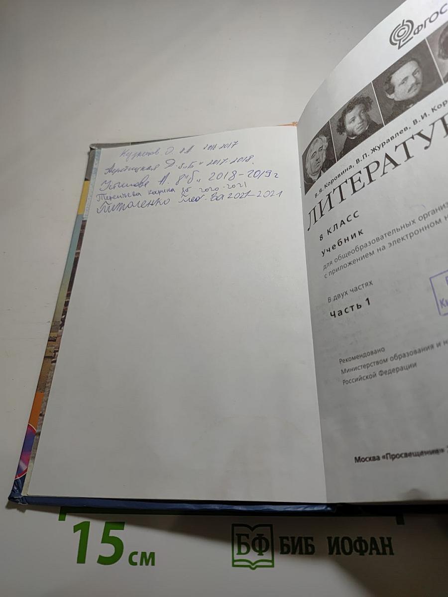 Литература. 8 класс. Часть 1
