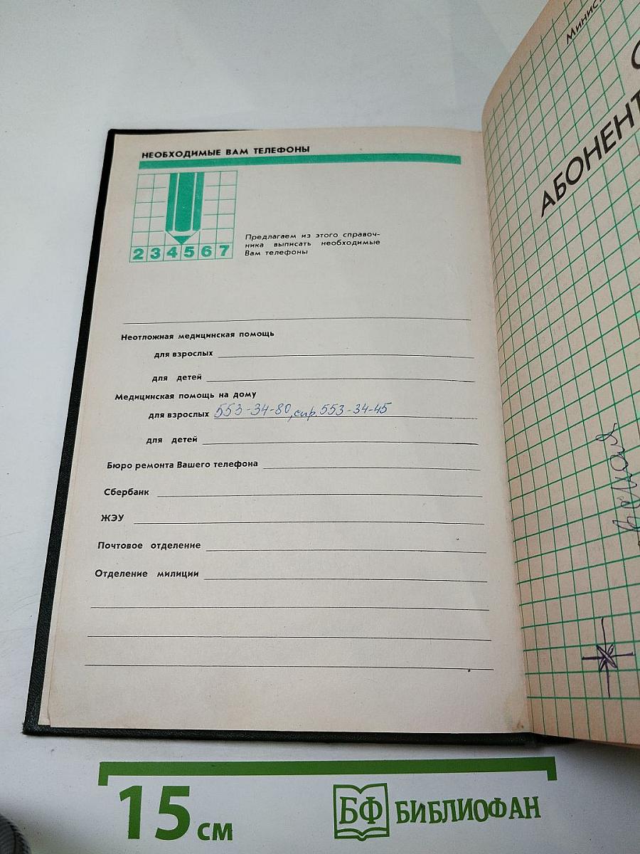 Список абонентов ЛГТС. Телефоны учреждений предприятий организаций 1988